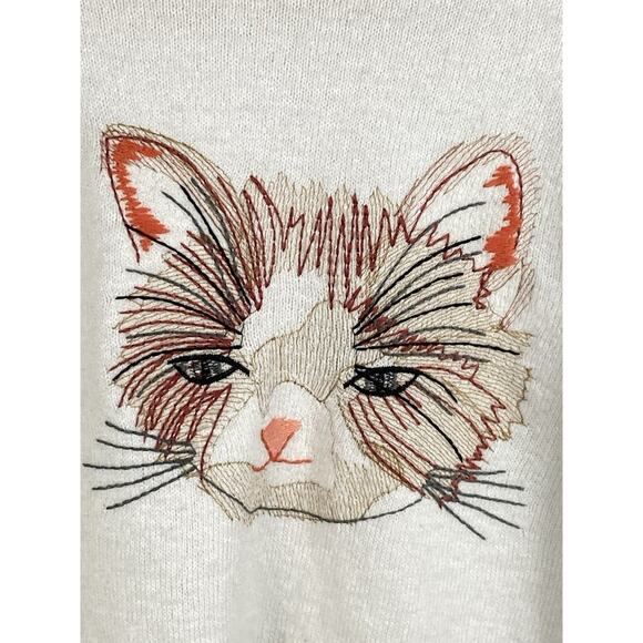 Moth Anthropology Cat Love Sweater Womens M Petite Cropped Boxy Rescue Swiftie - Picture 2 of 9